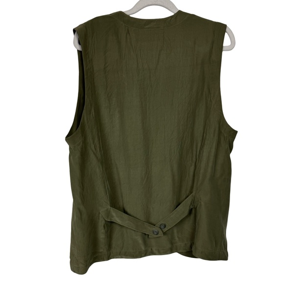 Liz Claiborne 100% Silk Vest Olive Green Marked Size S But Easily Fits Size M - Picture 2 of 6